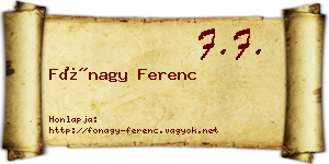Fónagy Ferenc névjegykártya